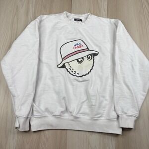 Malbon Golf x Evian Water Long Sleeve Terry Crewneck Sweater White Size M Medium